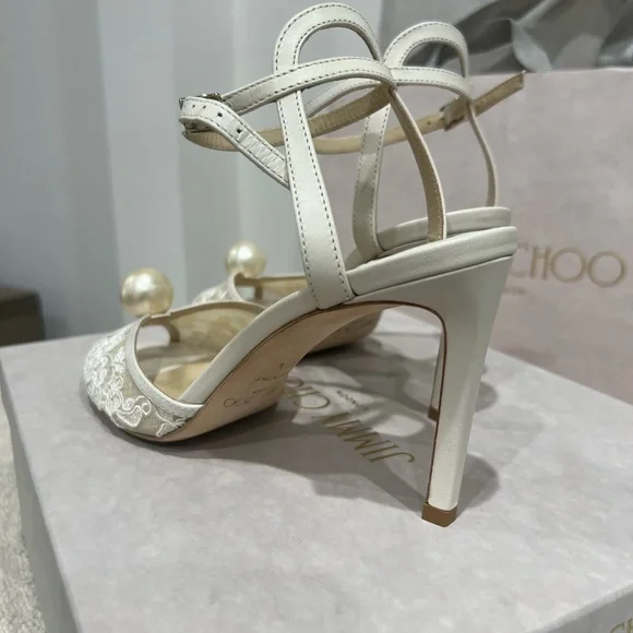 Jimmy Choo Cream Lace Heels - Picture 3 of 13